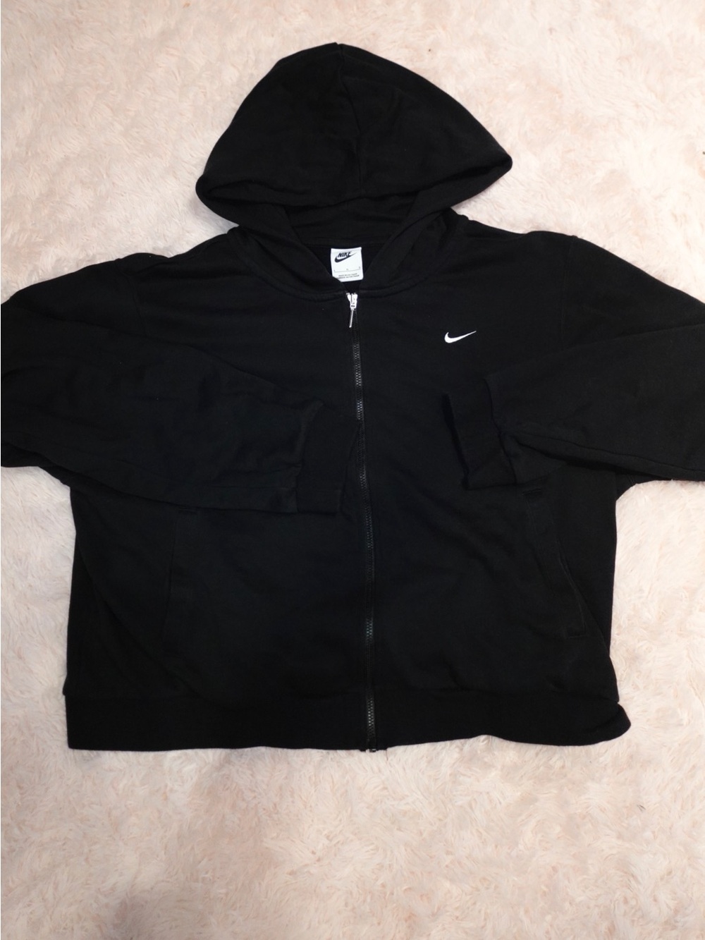 Nike Black Zip-Up Hoodie with White Swoosh